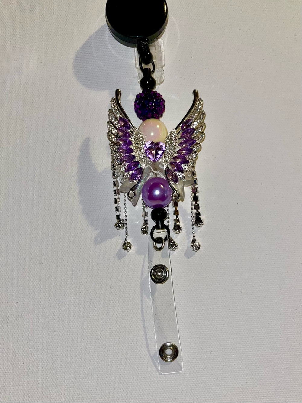 Purple Angel Wing Badge Reel Key & Card Holder